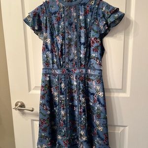Alice + Olivia Marta High Neck Floral Silk Dress